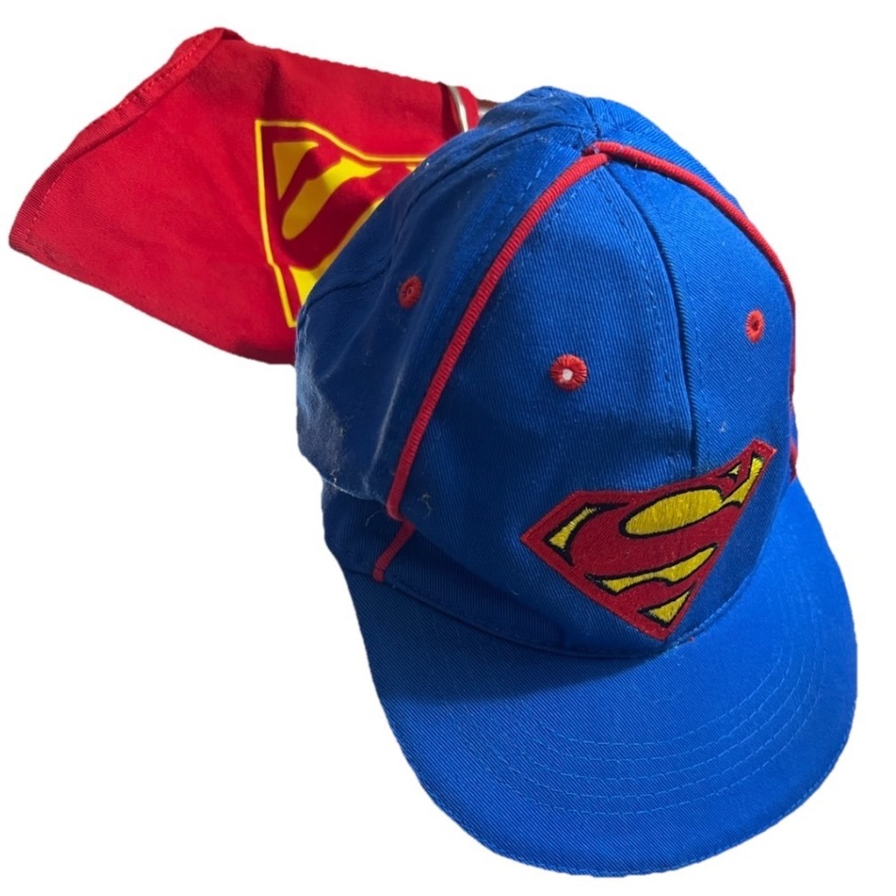 DC Comics Superman Infant Blue Baseball Cap‎ Hat with Attached Red Cape Logo